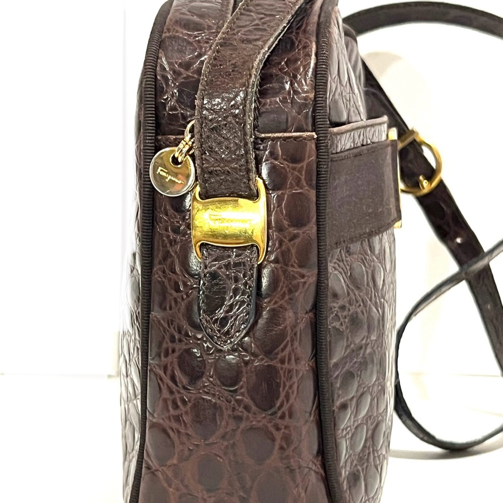 Salvatore Ferragamo Brown Crocodile-Embossed Leather Camera Bag - Picture 4 of 7